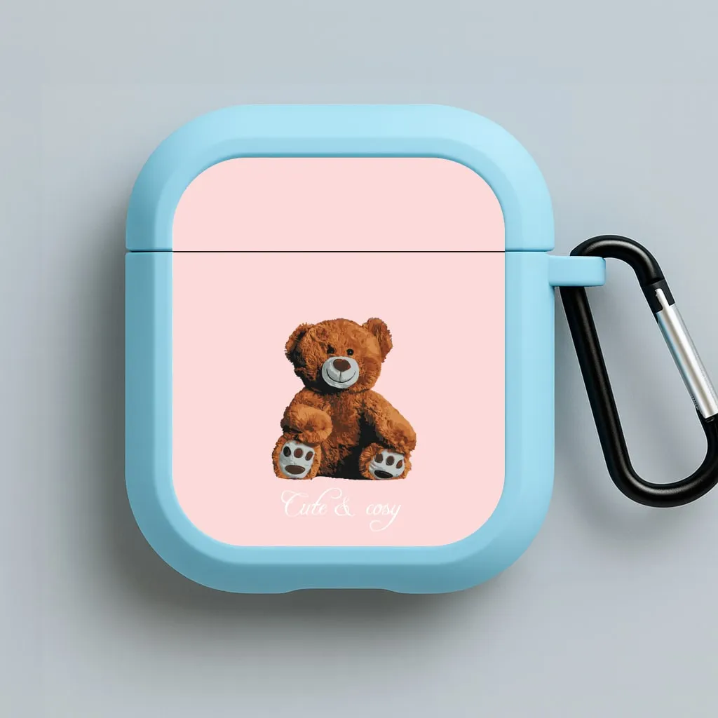 Minimal Compact Shell Compact Travel Organizer Cute And Cosy Teddy Bear AirPods Case