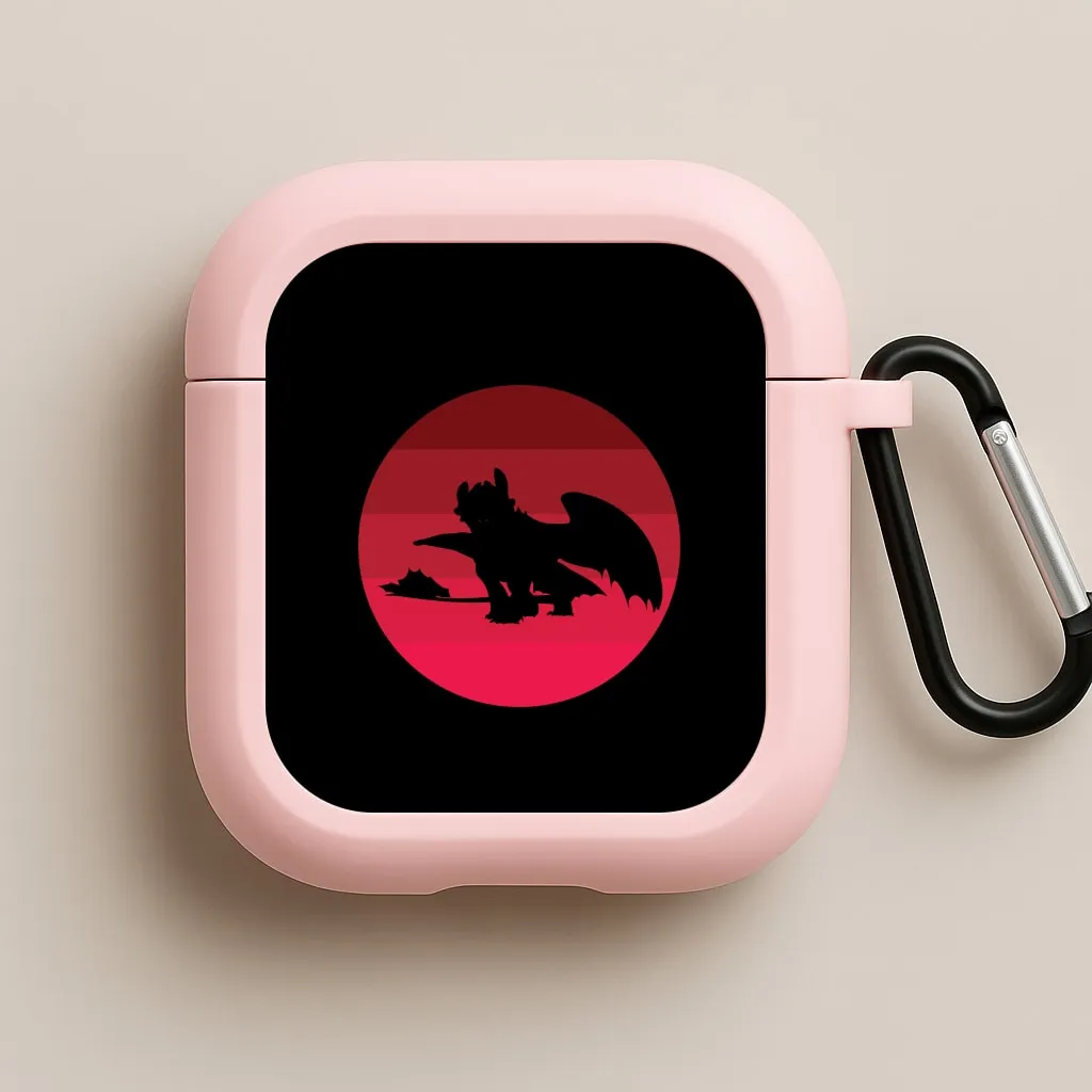 sports aesthetic airpods shell Red Sunset Dragon AirPods Case