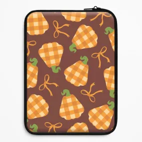 Tartan Pumpkins And Bows Pattern Laptop Sleeve Soft Surface Layer