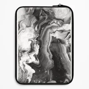 Black and White Leaking Marble Laptop Sleeve Gloss Surface Handheld device