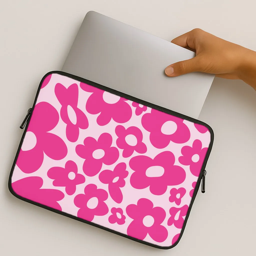 Pink Flowers - Trippy Patterns Laptop Sleeve Light Protection