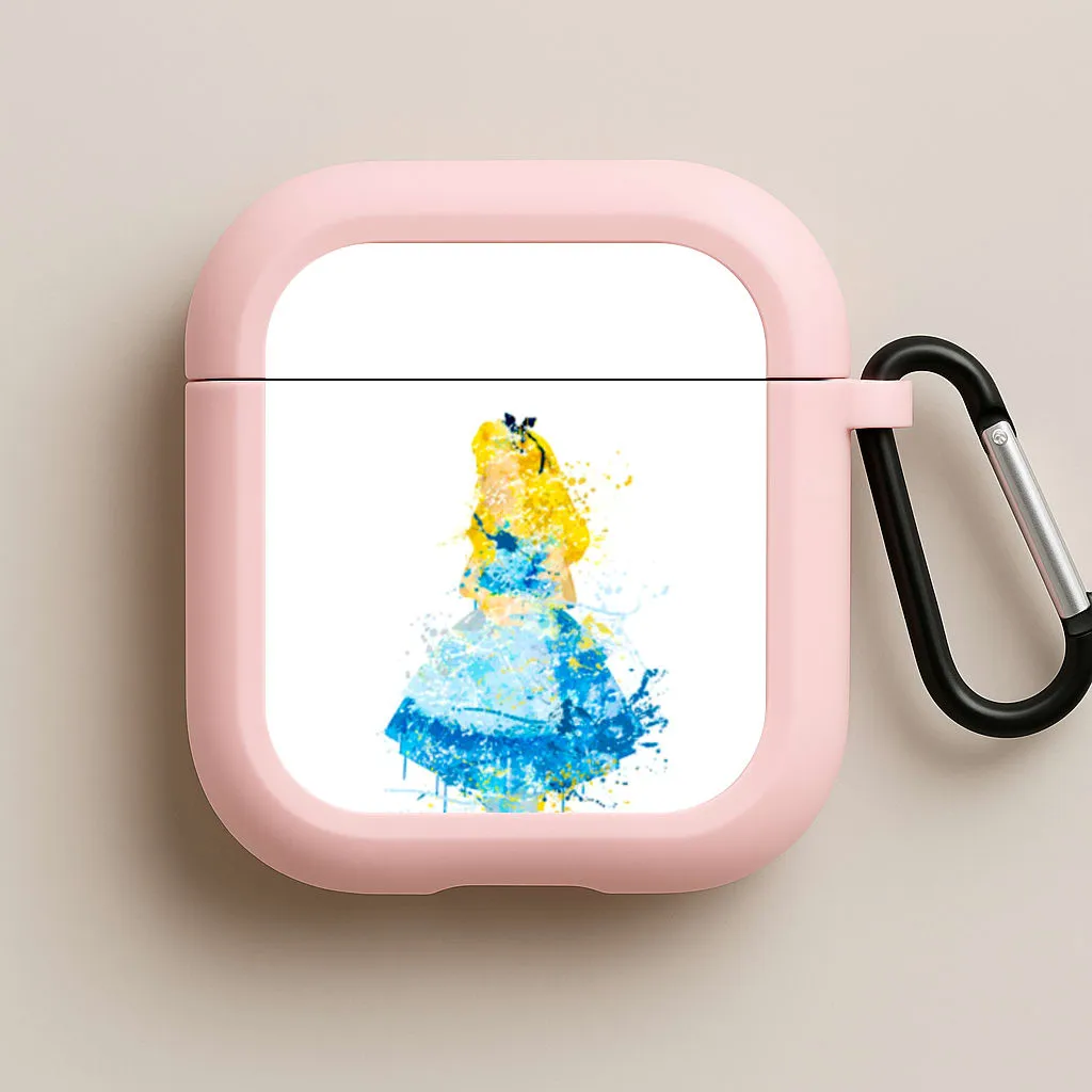 lightweight neon pocket airpods protector sleek modern travel airpods protector Watercolour Alice in Wonderland Fairytale AirPods Case