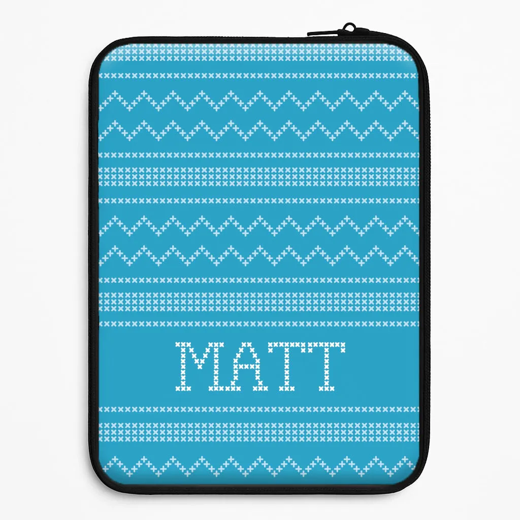 Personalised Christmas Jumper Blue Laptop Sleeve Vibrant Finish Modern Style