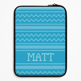 Personalised Christmas Jumper Blue Laptop Sleeve Vibrant Finish Modern Style