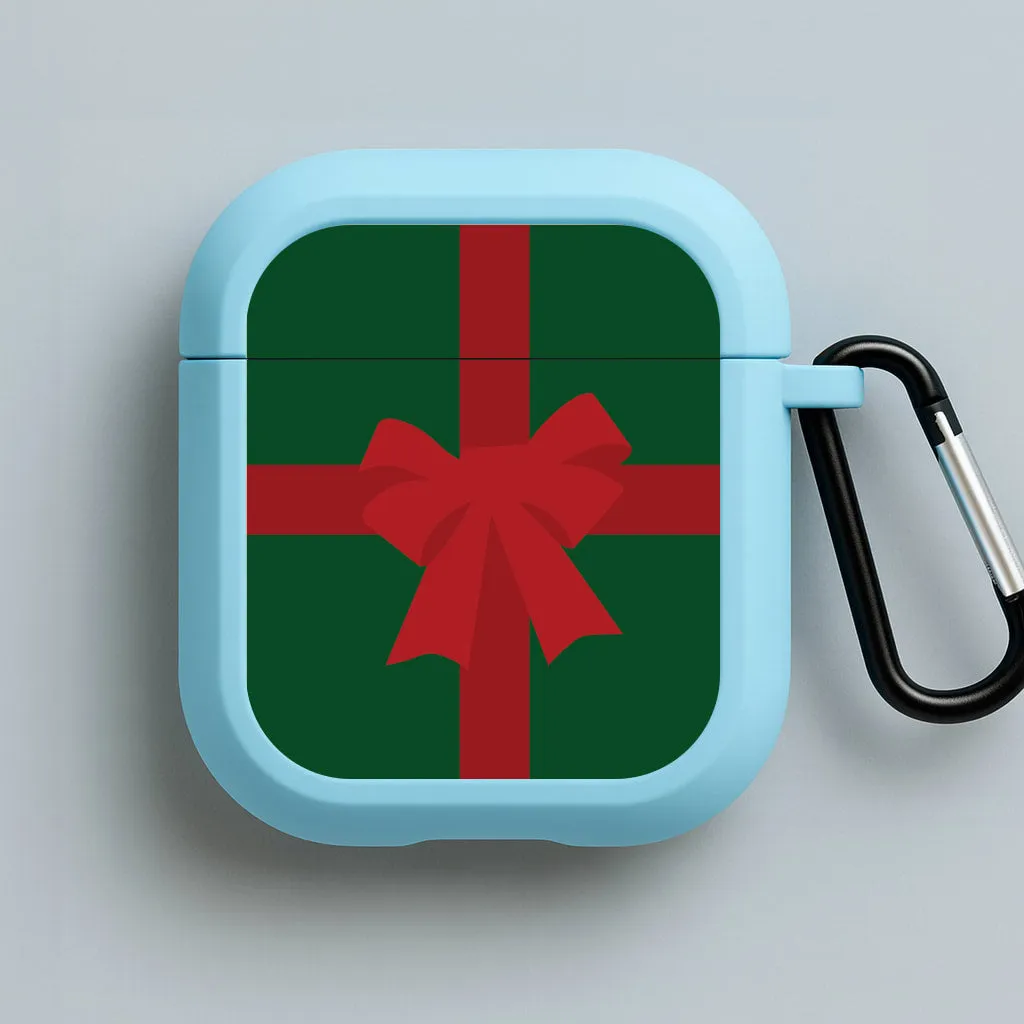 Xmas Bow - Christmas Patterns AirPods Case Durable Rubber Bag