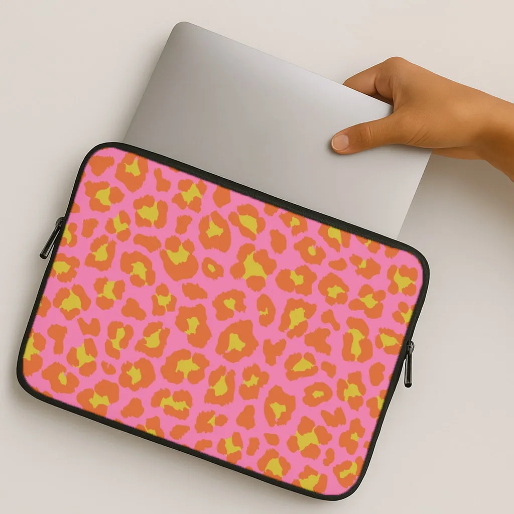 Vibrant Cheetah Print Laptop Sleeve Premium Look