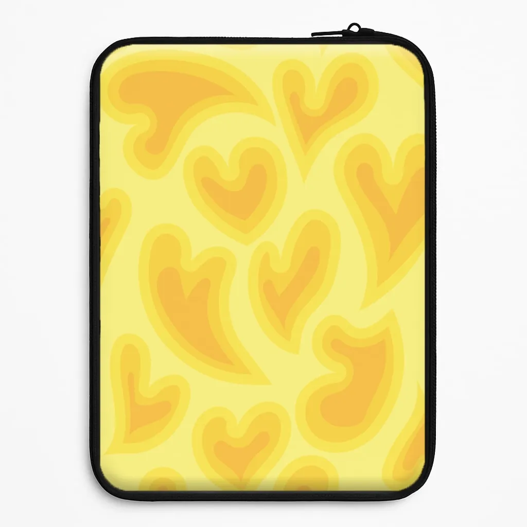 Trippy Summer Hearts Yellow Pattern Laptop Sleeve Vibrant Colors