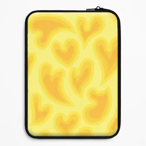 Trippy Summer Hearts Yellow Pattern Laptop Sleeve Vibrant Colors