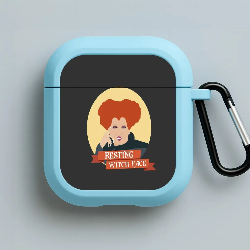 Shock Absorbing Shell Resting Witch Face - Hocus Halloween AirPods Case