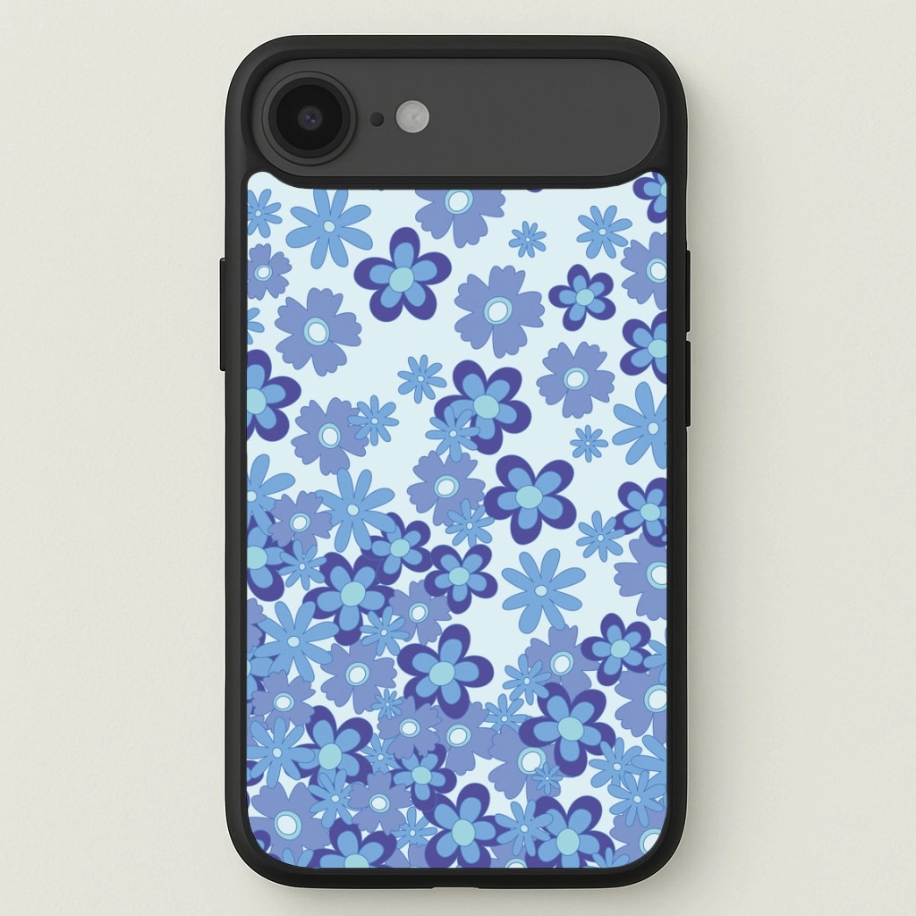 Modern Texture Blue Flowers - Floral Patterns Phone Case