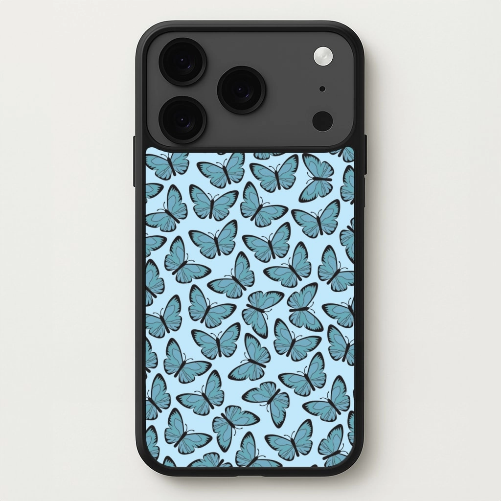Minimal Style Matte Protection Blue Butterfly - Butterfly Patterns Phone Case