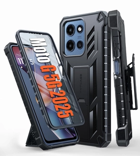 Matte Finish Gloss Layer Finish FNTCASE Moto G 5G 2025 6.7 Inch Phone Case: Rugged Protective Phone Case with Belt Clip Holster and Kickstand