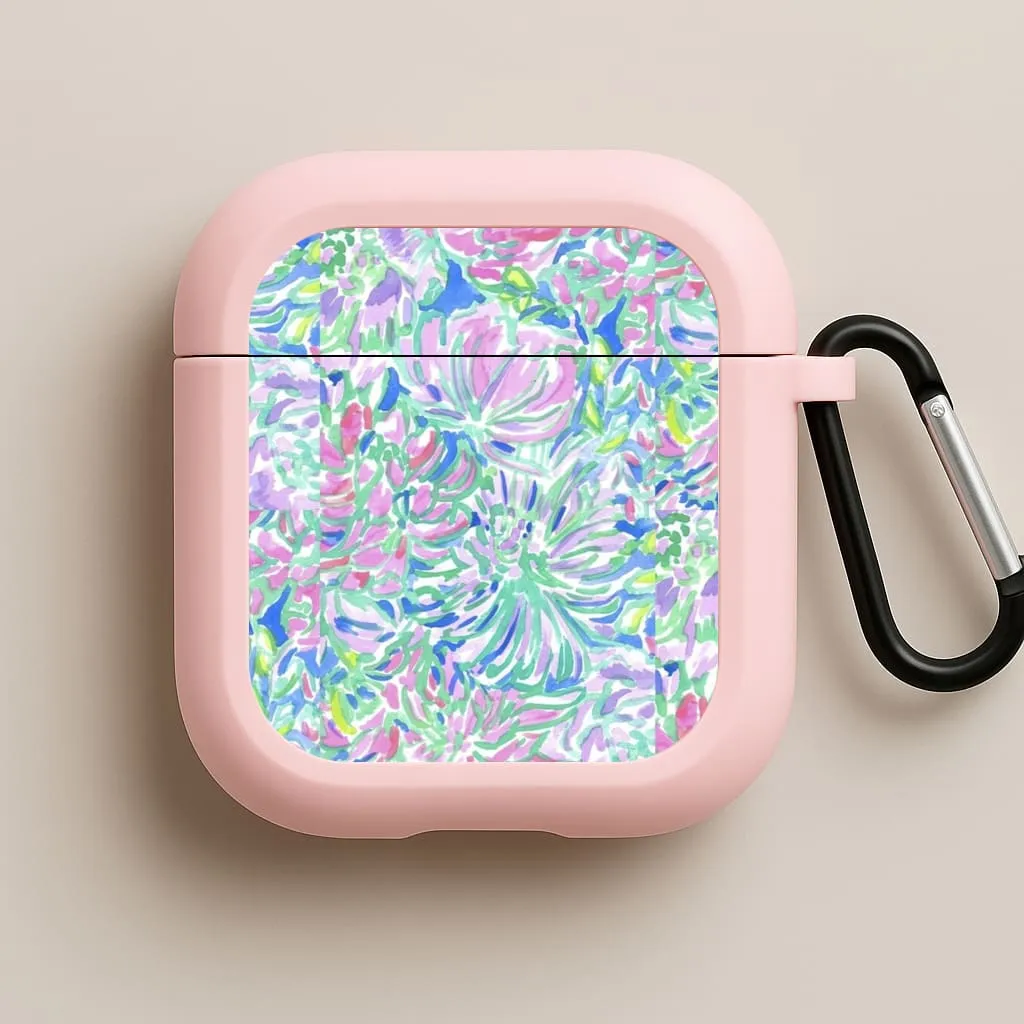 Colourful Floral Painting AirPods Case soft silicone travel shell