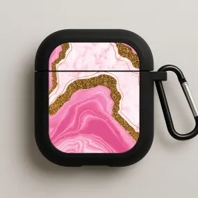 Stylish Silicone Accessory magnet closing airpods case Marble Rock Veins And Glitter AirPods Case