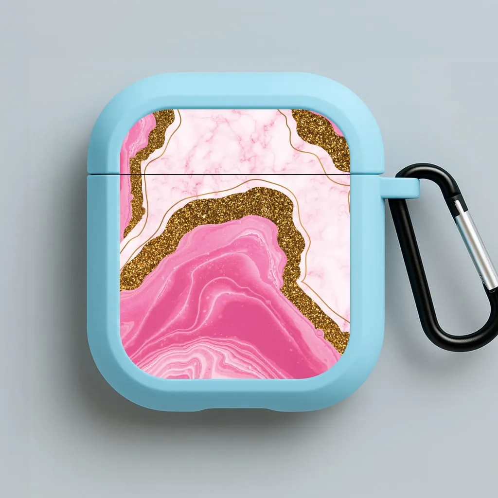 Marble Rock Veins And Glitter AirPods Case Soft Feel Material