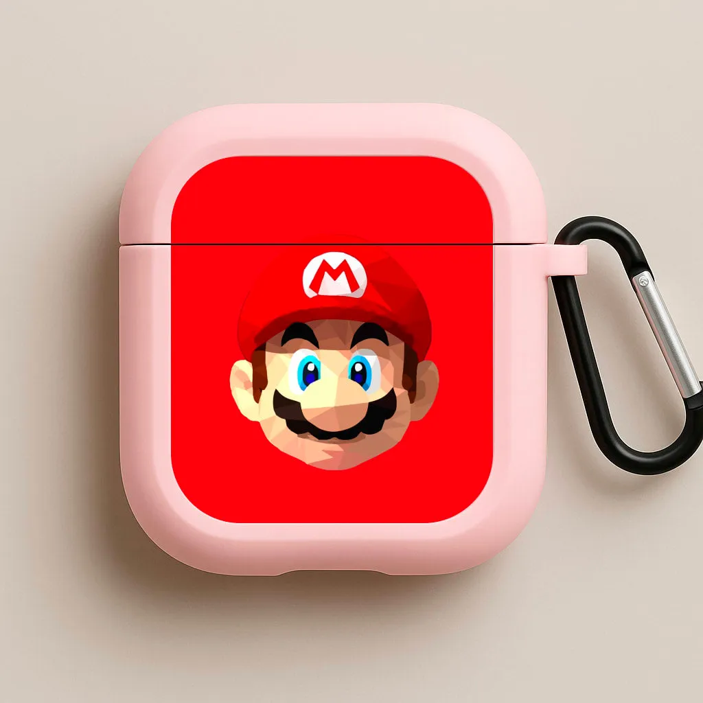 Mario Face - Mario AirPods Case compact soft pastel silicone protector designer edition airpods shell