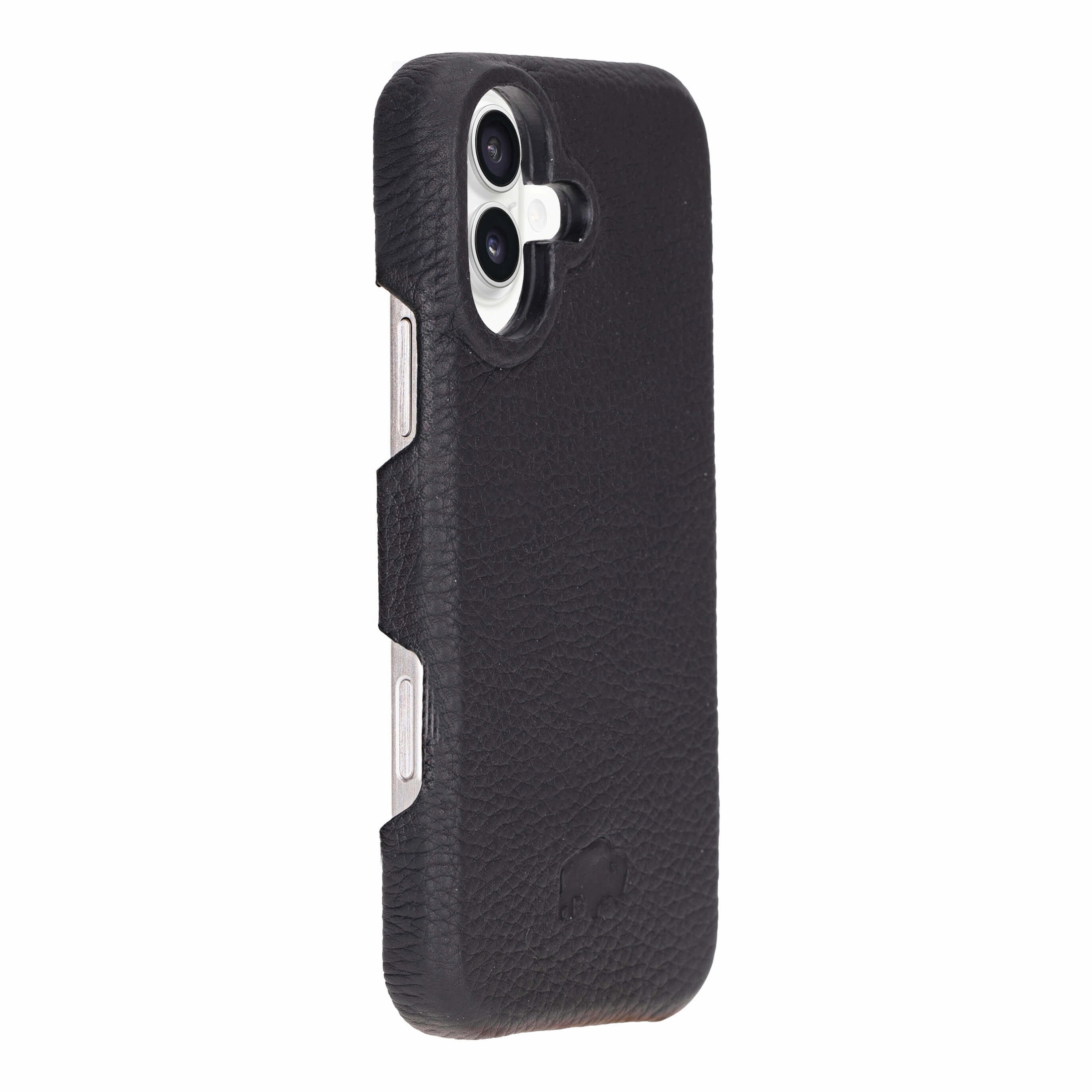 Matte Texture Surface Mason Full-Grain Leather MagSafe Case ?C iPhone 16 Plus, Pebble Black