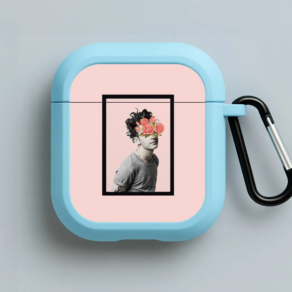 rubberized grip airpods cover Slim Silicone Bag Matt - 1975 Flower Cencored AirPods Case