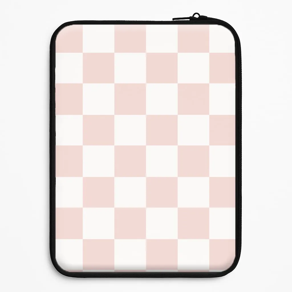 Sleek Form Pink And White Checkers Laptop Sleeve