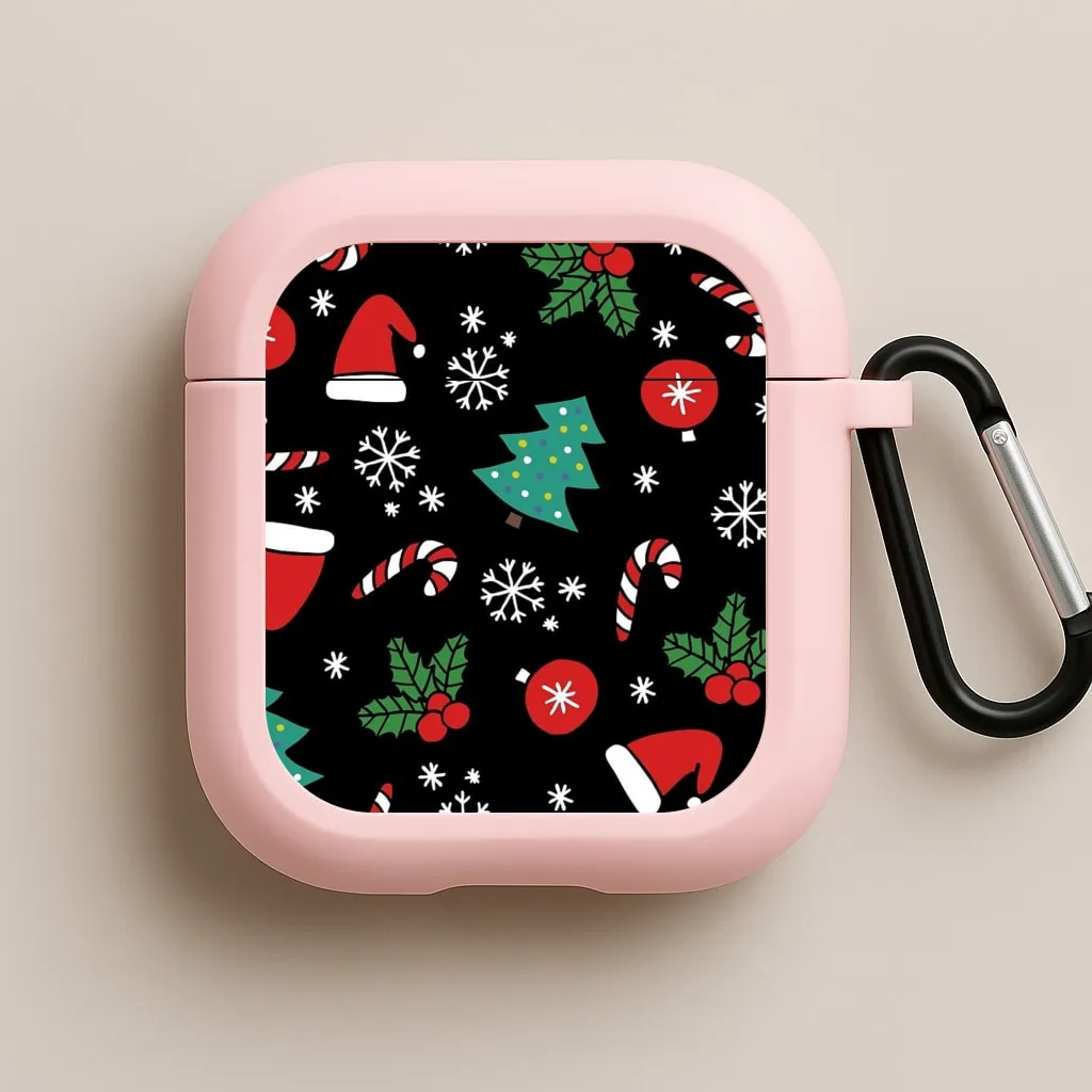 vivid pastel commuter leather airpods shell high elasticity silicone protector Christmas Objects Pattern AirPods Case