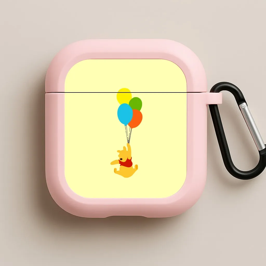 Compact Sport Organizer Pooh On Balloons AirPods Case