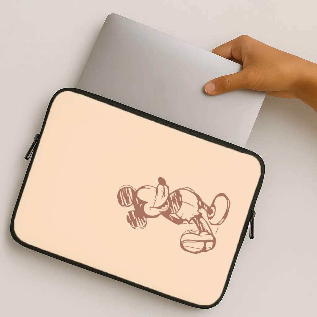 Sketched Mouse Outline Beige  Laptop Sleeve Cushioned Edge Comfort touch