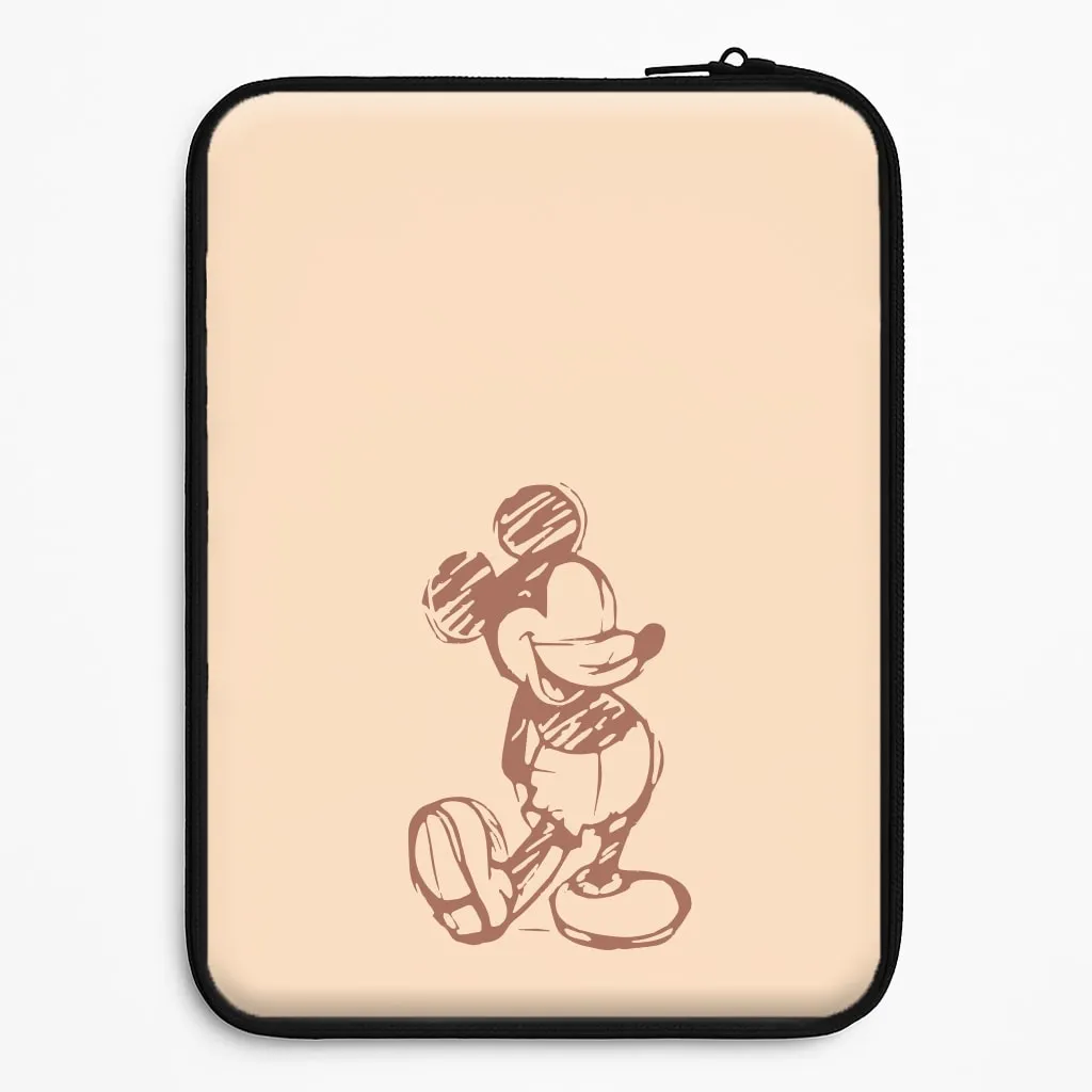 Sketched Mouse Outline Beige  Laptop Sleeve Flexible Grip Texture