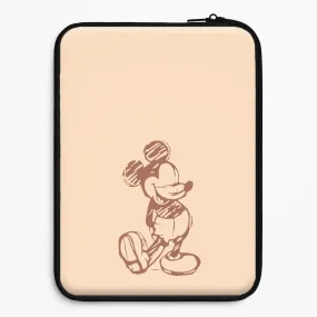 Sketched Mouse Outline Beige  Laptop Sleeve Flexible Grip Texture
