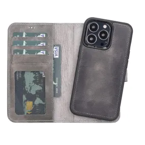 Minimal Frame Carter Detachable Leather Wallet Case ?C iPhone 13 Pro, Vesselle Gray