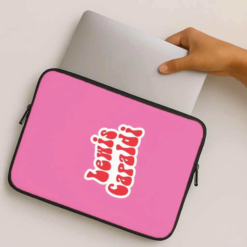 Matte Texture Finish Red Name Laptop Sleeve