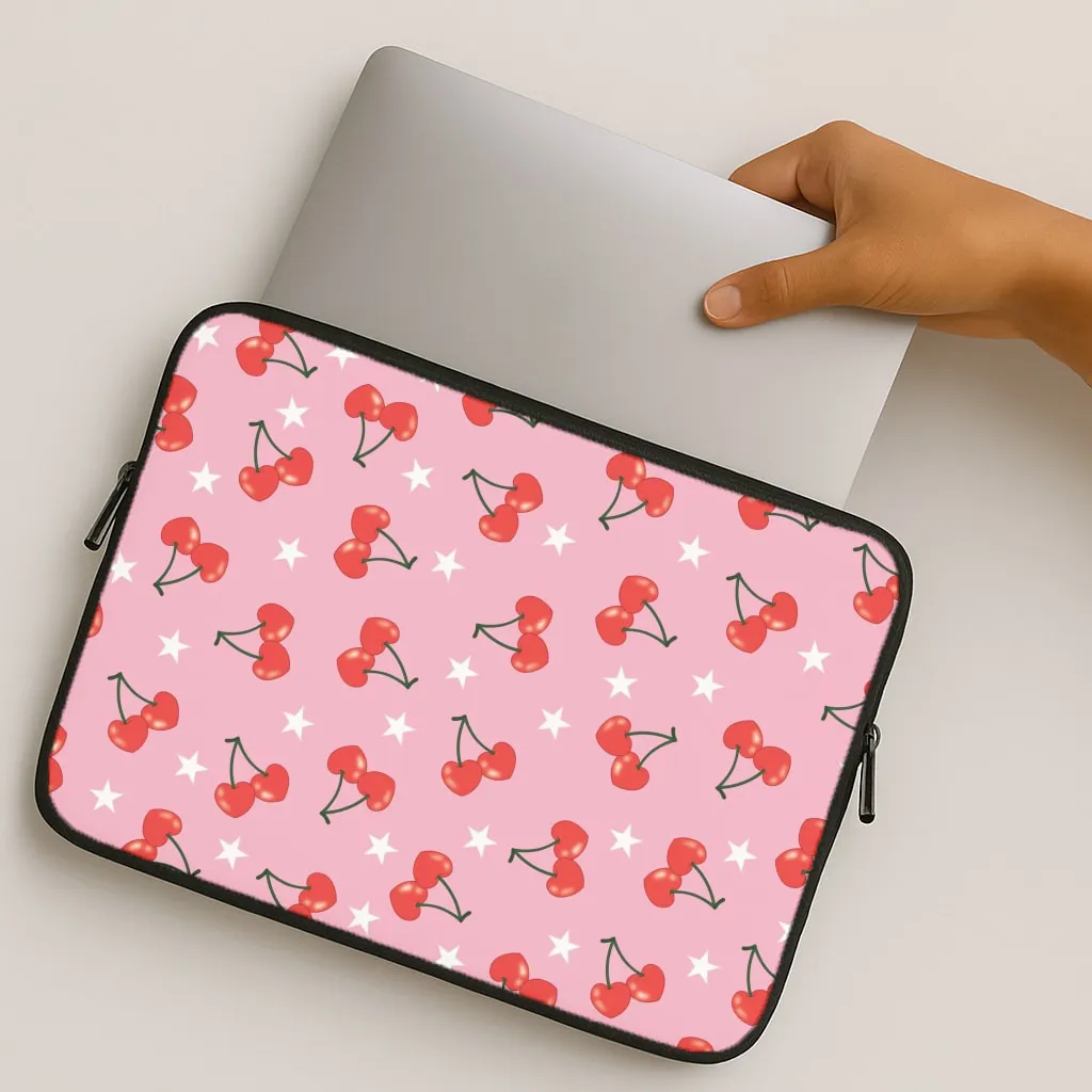 Soft Edge Protective Corners Heart Cherries And Stars Pattern Laptop Sleeve