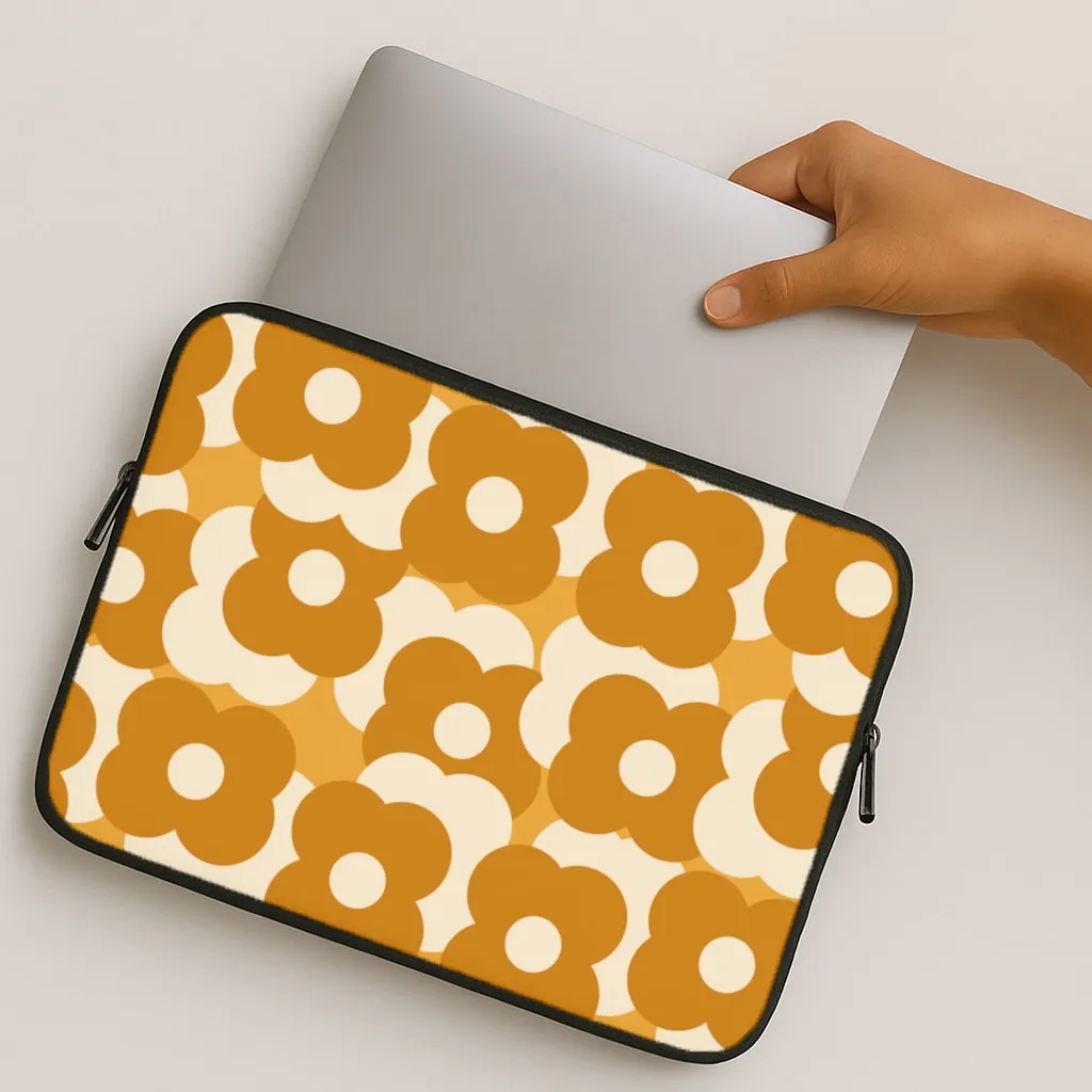 Retro Flower Pattern Laptop Sleeve Hybrid Edge Matte Texture Design