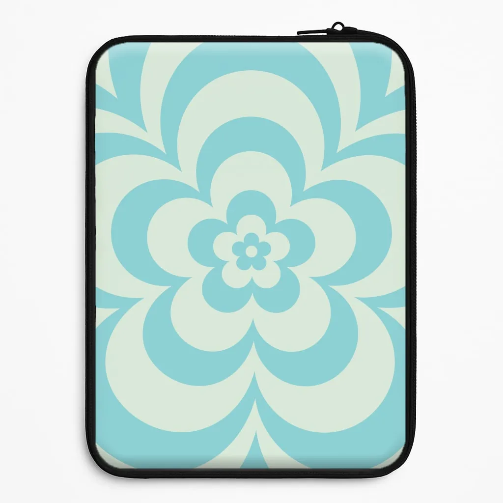 Teal Abstract Flower Pattern  Laptop Sleeve Grip Control