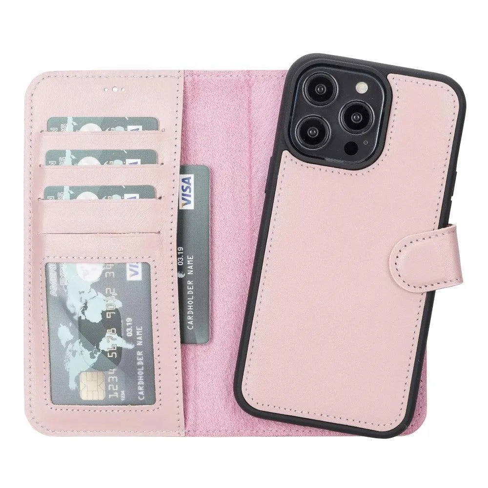 Shock shield Carter Detachable Leather Wallet Case ?C iPhone 14 Pro Max, Nude Pink