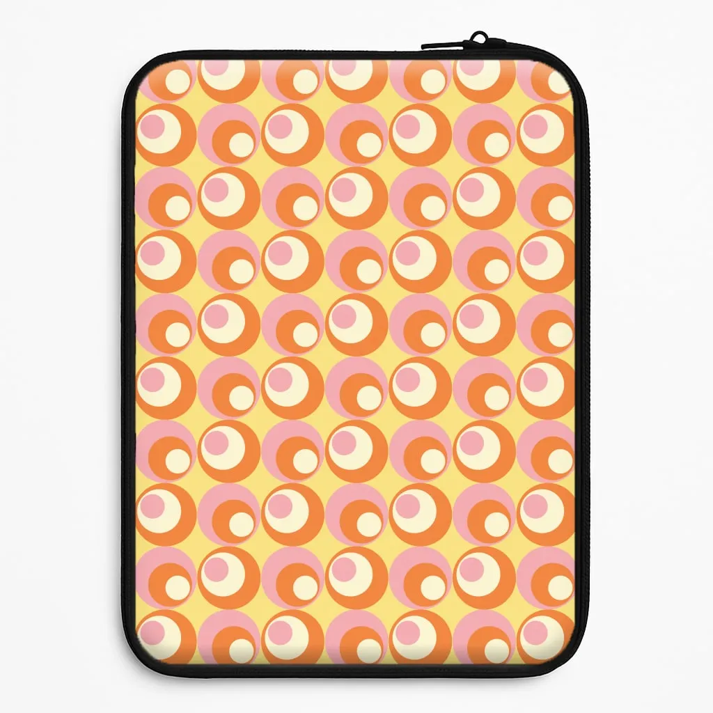 Colourful Circles Retro Pattern Laptop Sleeve Travel Friendly