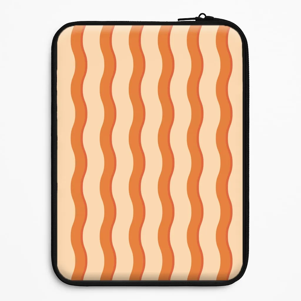 Orange Wavy Stripes Pattern Laptop Sleeve Compact Look Smooth Pattern