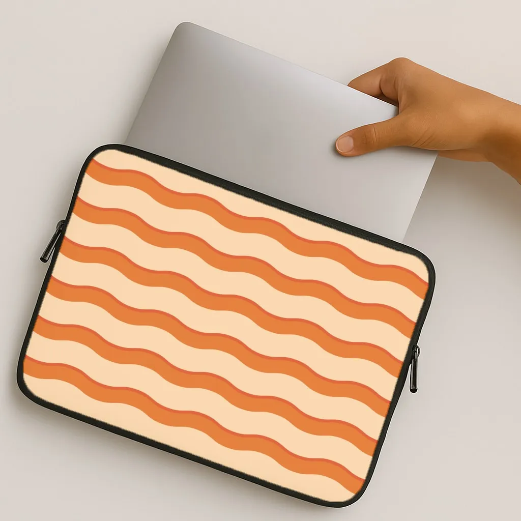 Minimal Pattern Texture Soft Protection Orange Wavy Stripes Pattern Laptop Sleeve