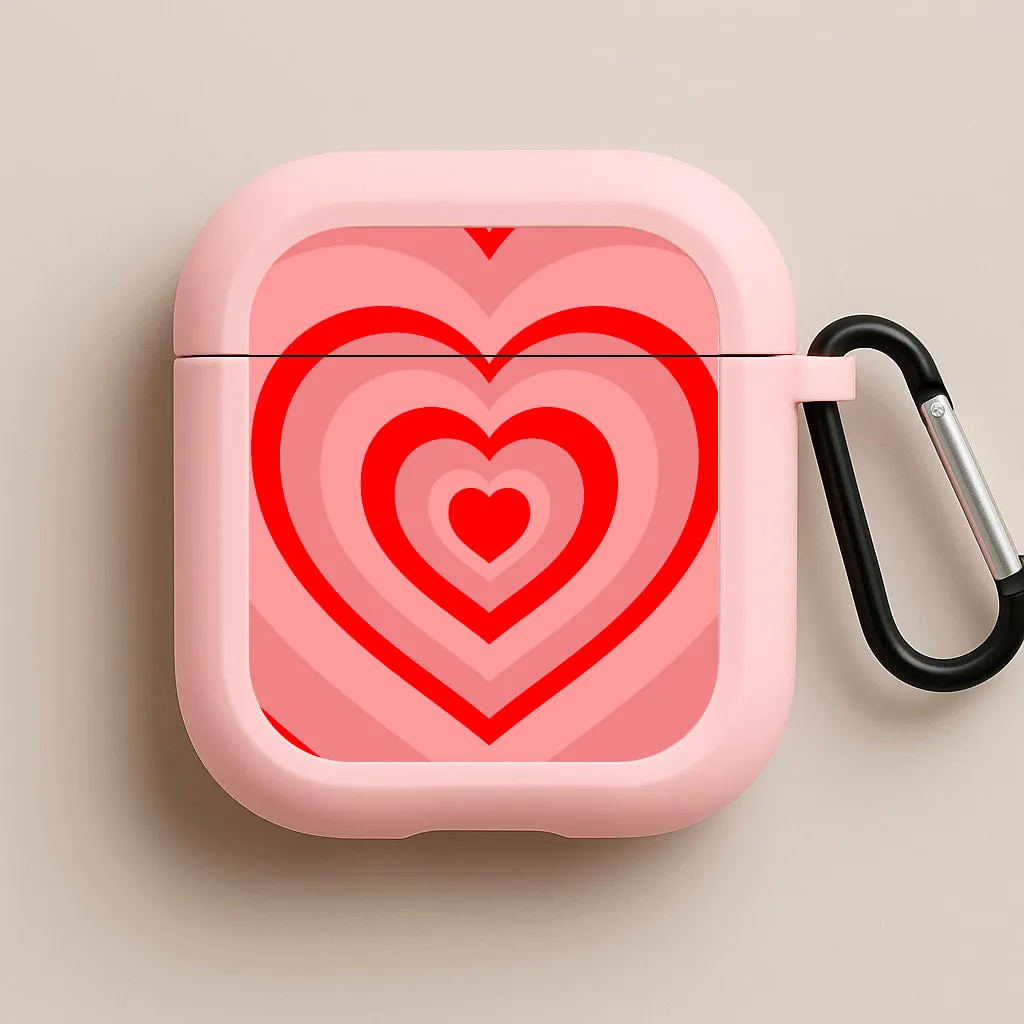 Red - Colourful Hearts AirPods Case shock resistant travel case