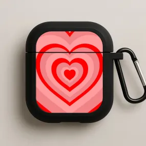 Red - Colourful Hearts AirPods Case Portable Gadget Pouch