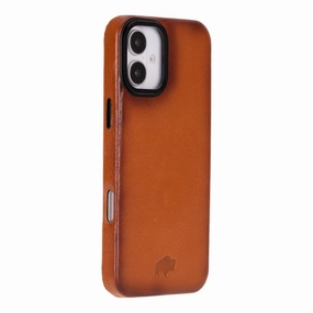 Barlow Leather MagSafe Case- iPhone 16 Plus, Burnished Tan Edge Shield Soft Protection Layer