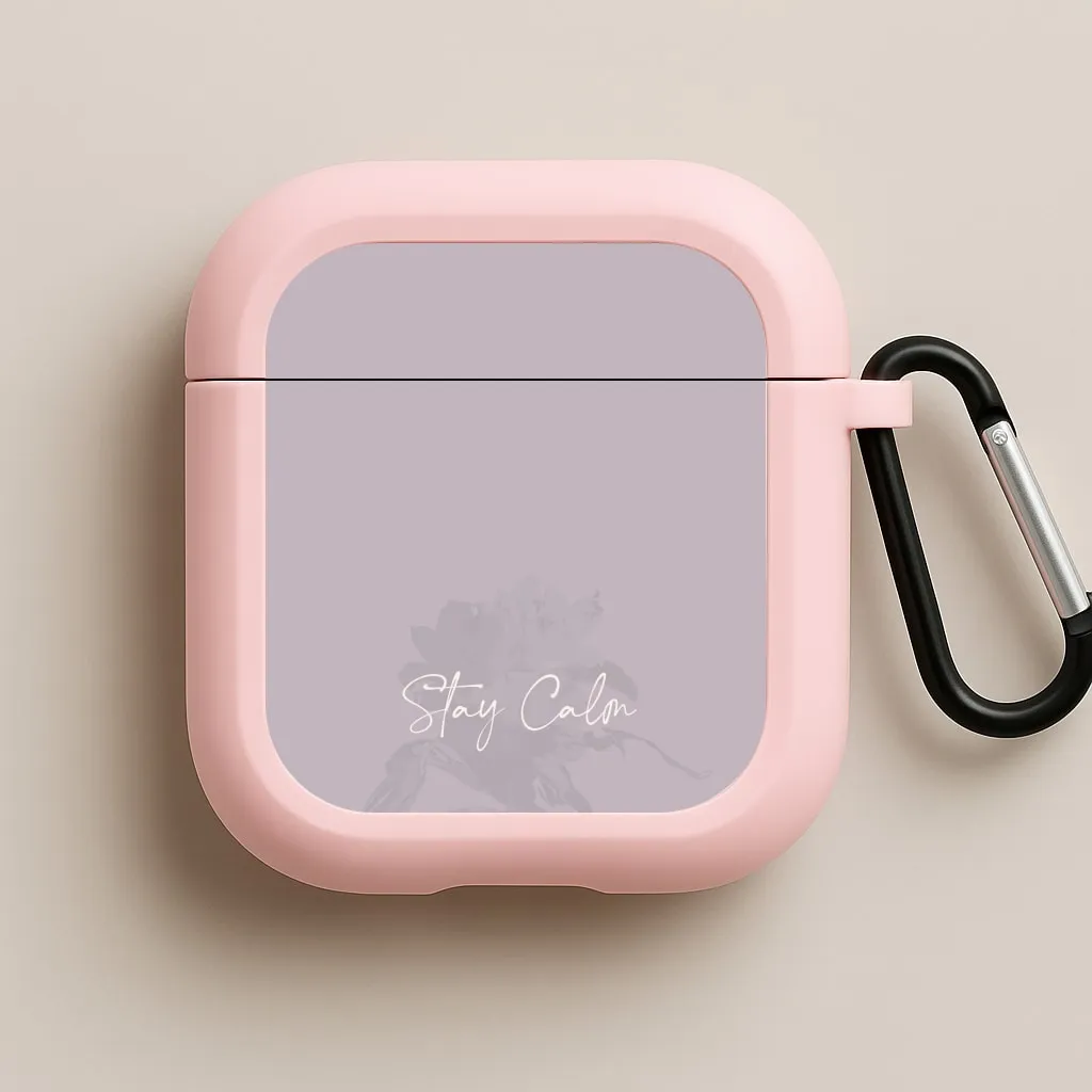Mauve Stay Calm AirPods Case Modern Silicone Cover