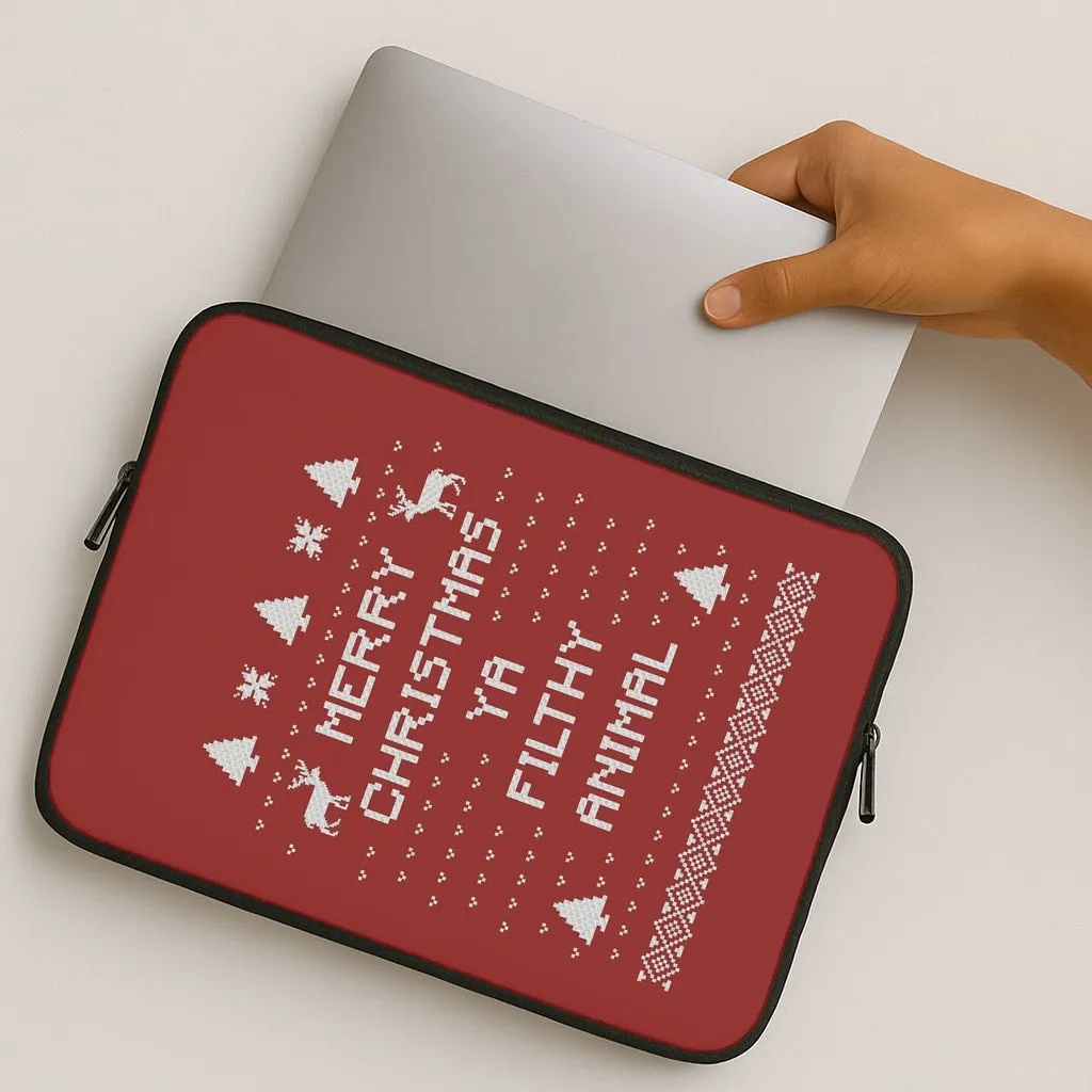 Merry Christmas Ya Filthy Animal Laptop Sleeve Vibrant pattern Protective Quality