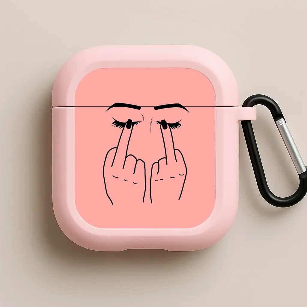 Portable Smooth Case Middle Finger Eyes AirPods Case