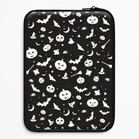 Black and White Halloween Pattern Laptop Sleeve Vivid Detail Texture
