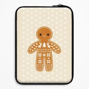 Minimal Form Christmas Jumper Pattern Gingerbread Man Laptop Sleeve