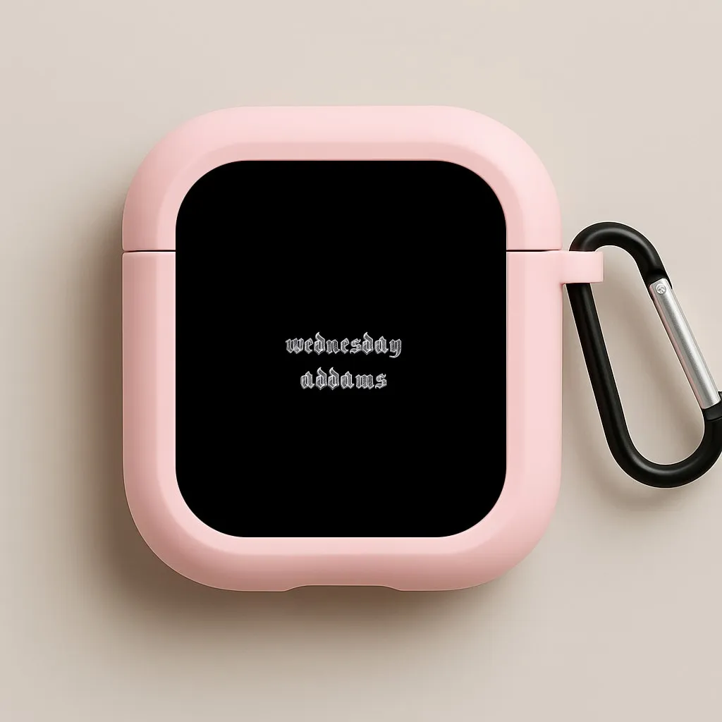 Wednesday Typogrophy AirPods Case Handheld Gadget Bag Durable Texture Cover