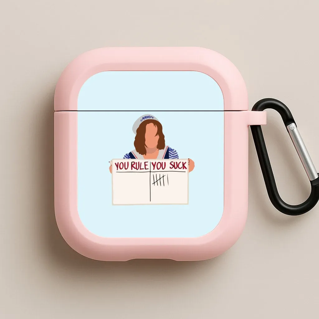 You Suck Tally AirPods Case Trendy Color Design Minimal Smooth Grip