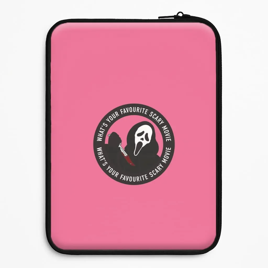 Soft touch layer Smooth Feel What's Your Favourite Scary Movie Badge Laptop Sleeve
