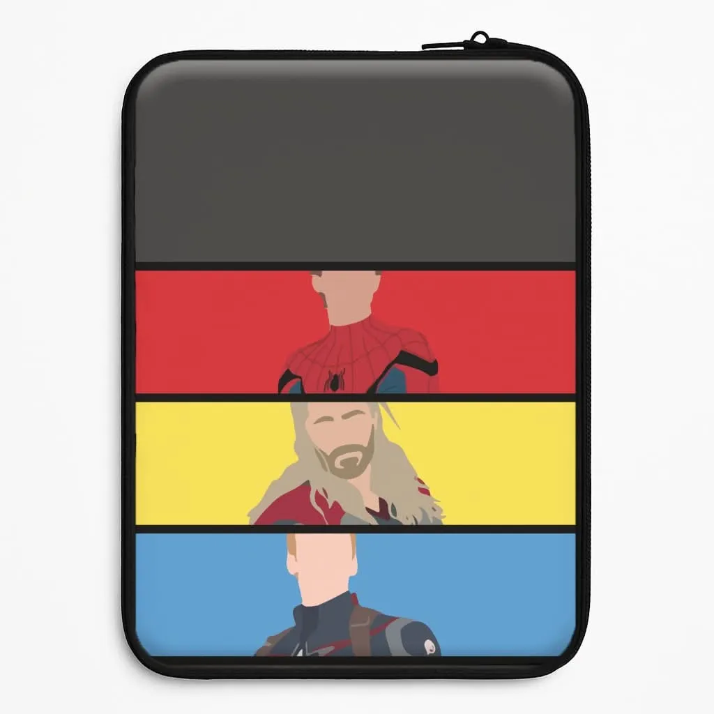 Superhero Team Red, Yellow And Blue Laptop Sleeve Vivid Coloration Enhanced Comfort