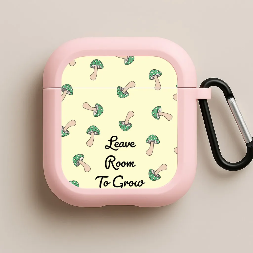 Leave Room To Go Mushroom Pattern AirPods Case Durable Rubber Material